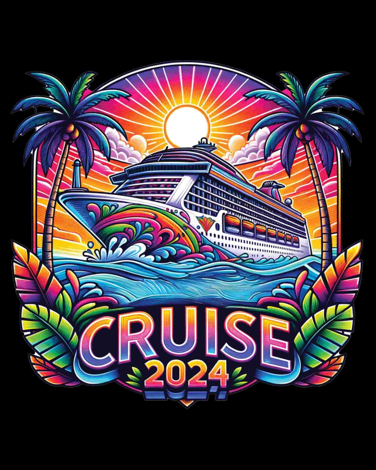 Tropical Sublimation Cruise Ship 2024 Trendy Travel Design PNG