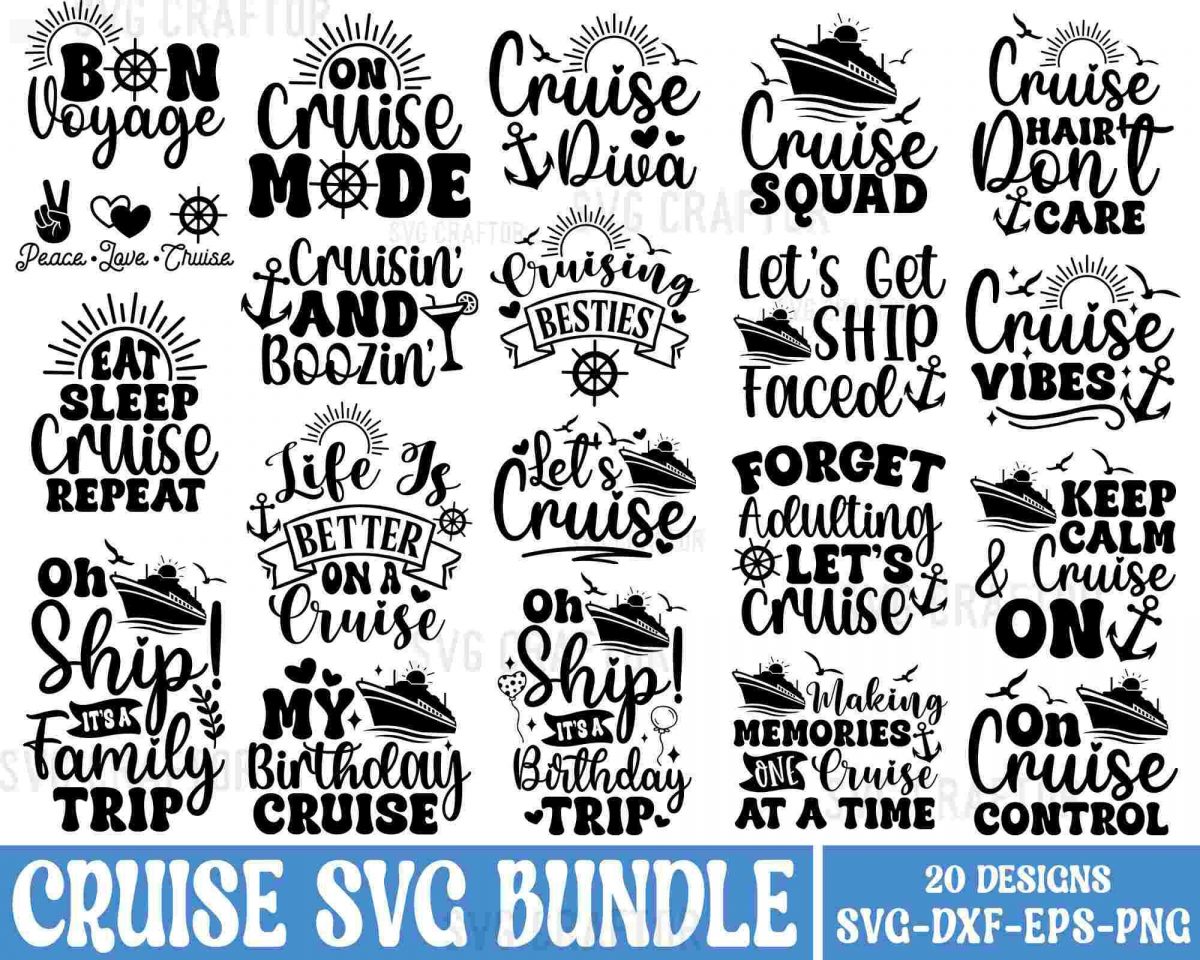 Ultimate Cruise Ship SVG Bundle for Family Trips Shirts and Vacations