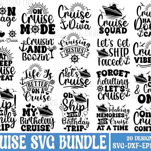 Ultimate Cruise Ship SVG Bundle for Family Trips Shirts and Vacations