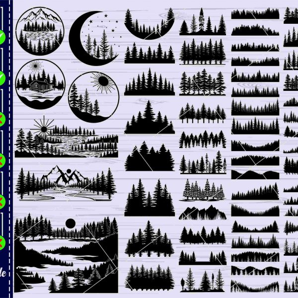 Ultimate Forest SVG Pack Silhouettes Trees Cut Files Shapes PNGs