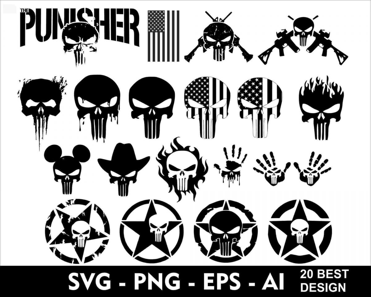 Ultimate Punisher Skull Design Bundle Svg Png Ai Vector Files