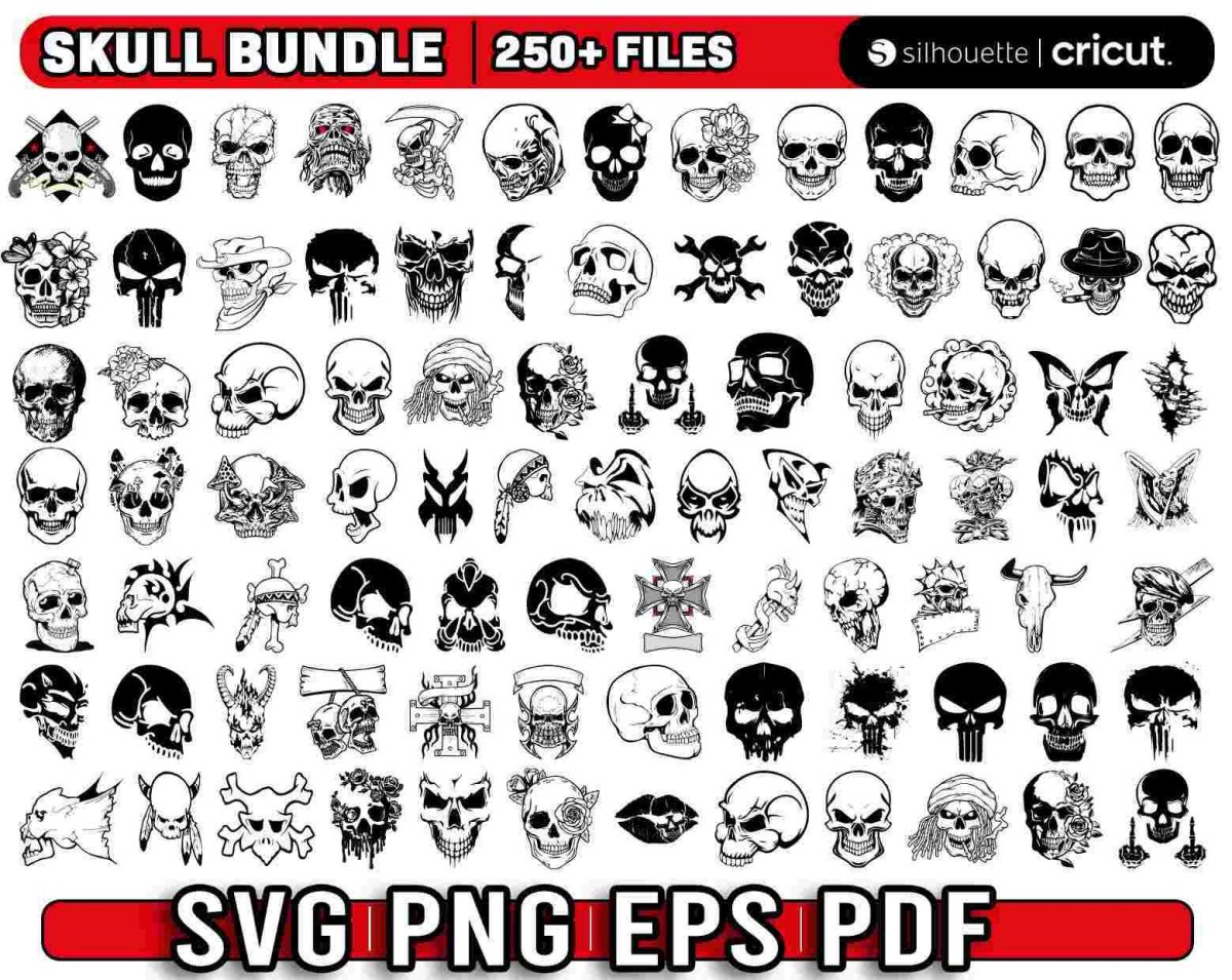 Ultimate Skull Bundle SVG PNG Sugar Skulls for Cricut Punisher