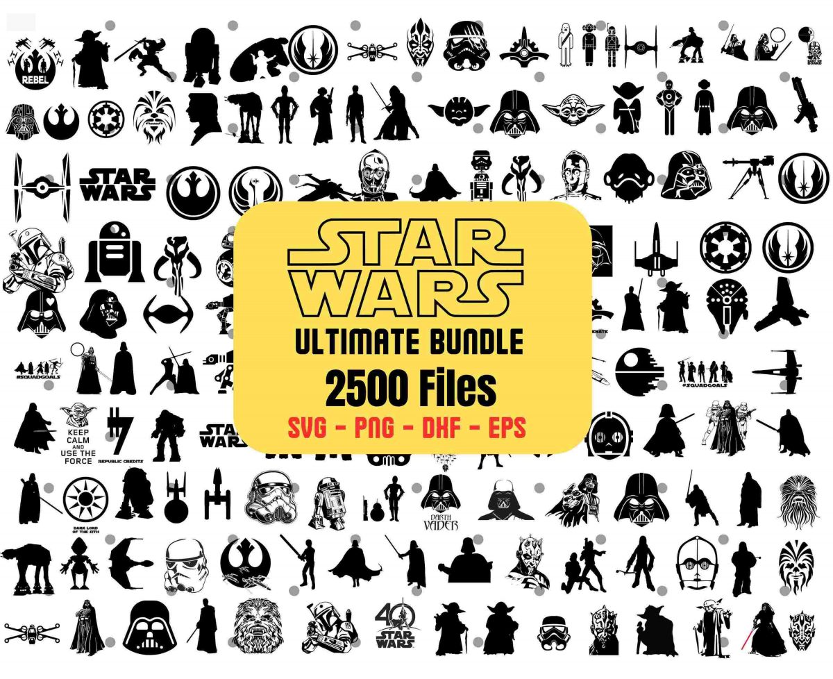 Ultimate Star Wars SVG Bundle 2500 Cut Files Yoda Darth Vader