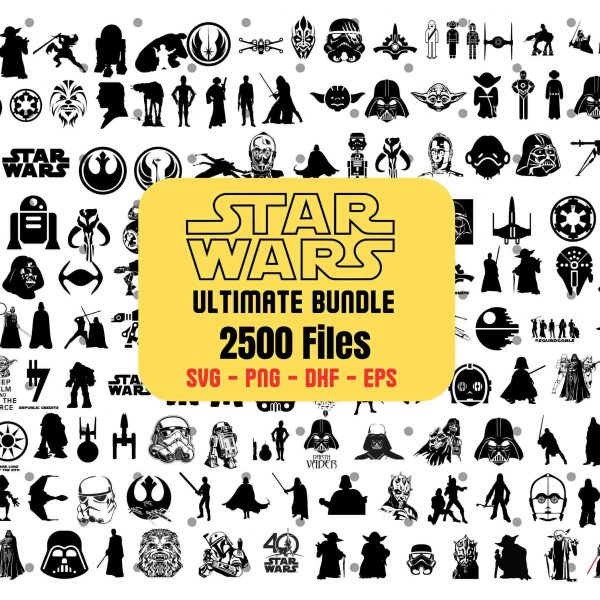 Ultimate Star Wars SVG Bundle 2500 Cut Files Yoda Darth Vader