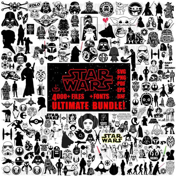 Ultimate Star Wars SVG Bundle 3000 Darth Vader Mandalorian PNG Files