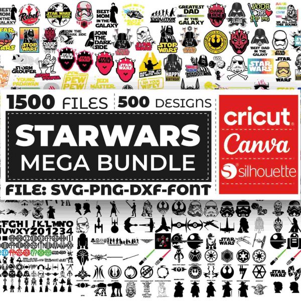 Ultimate Star Wars Svg Png Bundle for Cricut Darth Vader Mandalorian