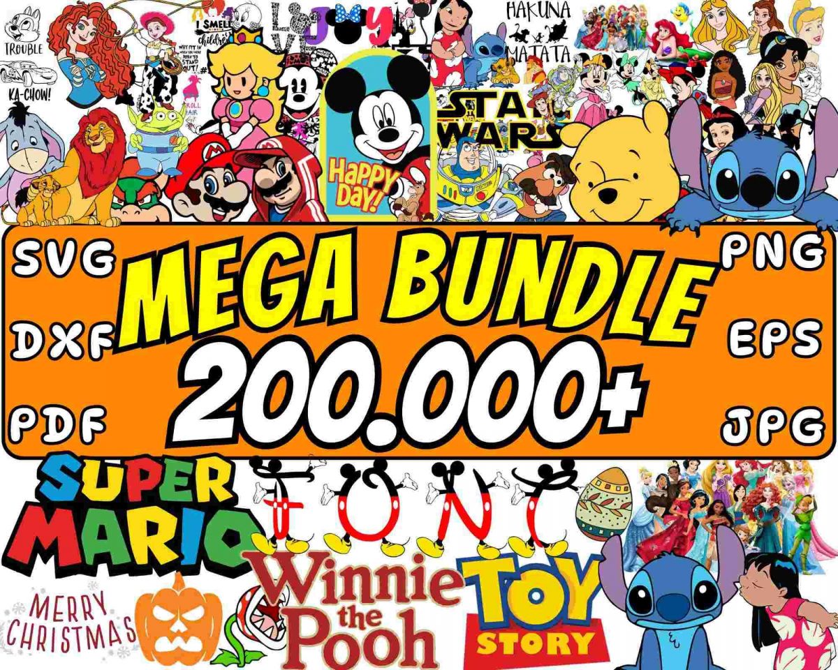 Ultimate Svg Png Font Mega Bundle 200000 Files Shopwide Cartoon