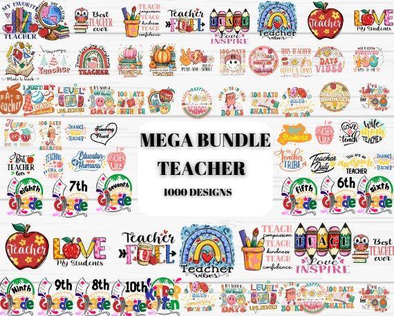 Ultimate Teacher SVG PNG Bundle 1000 Graphics for Back to School