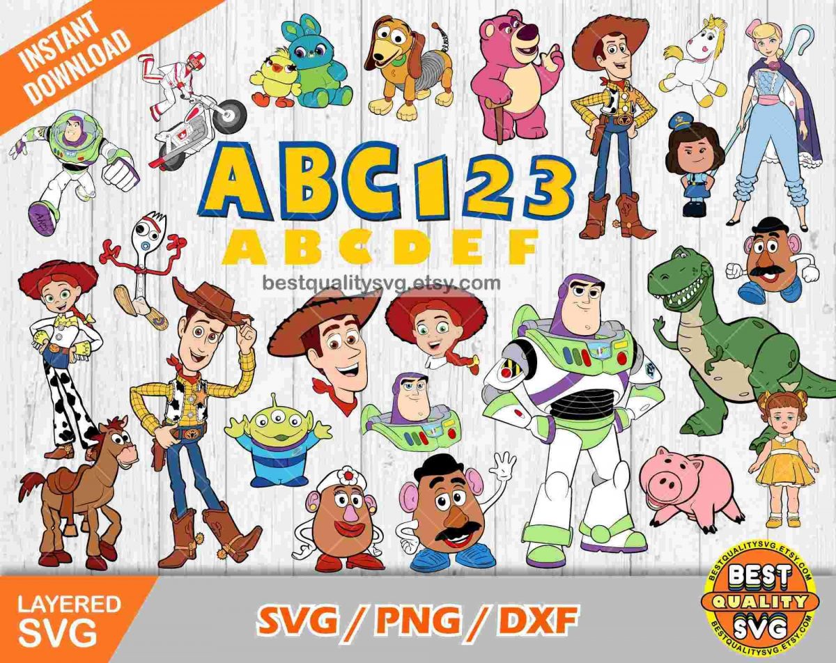 Ultimate Toy Story Clipart Bundle with Alphabet SVG Cut Files for