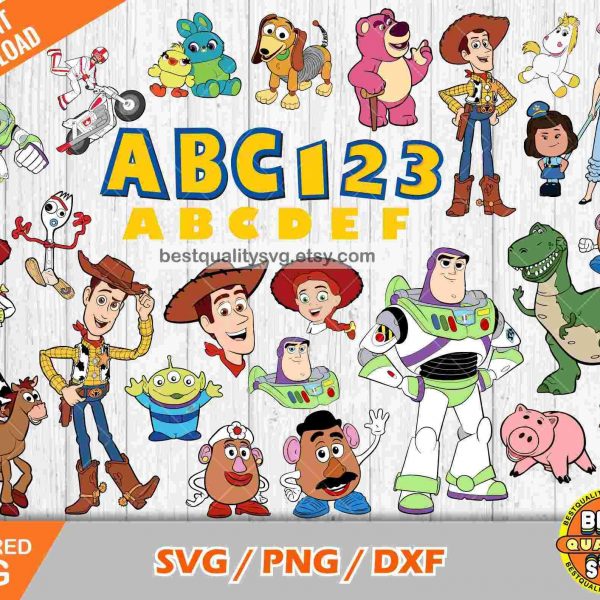 Ultimate Toy Story Clipart Bundle with Alphabet SVG Cut Files for