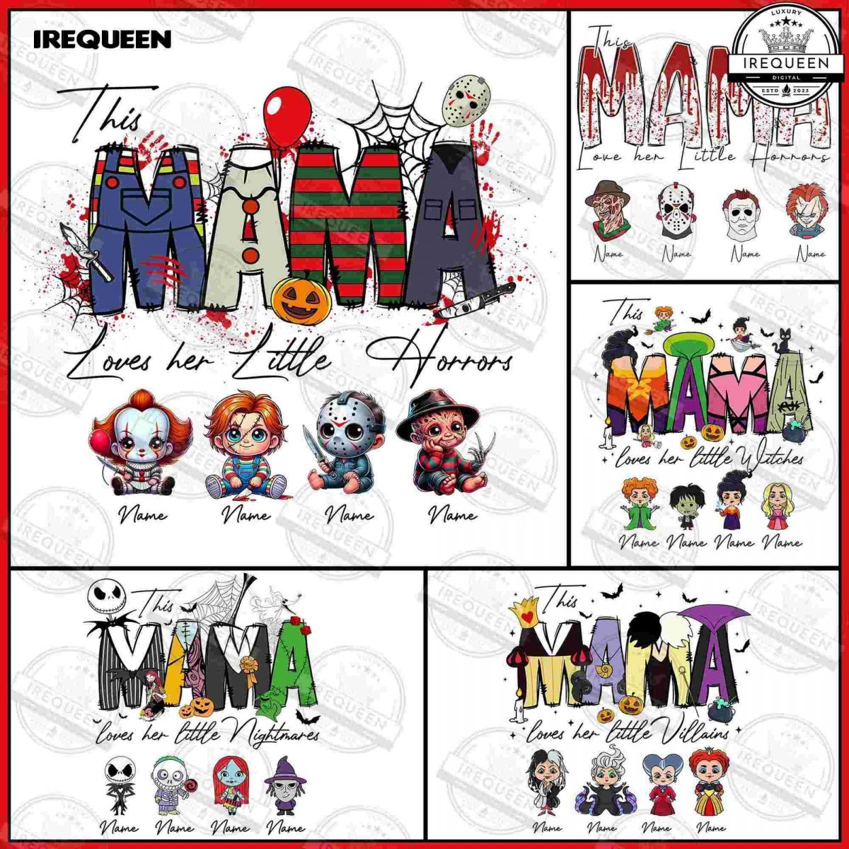 Unique Horror Killers Mama Png Bundle Spooky Halloween Gift