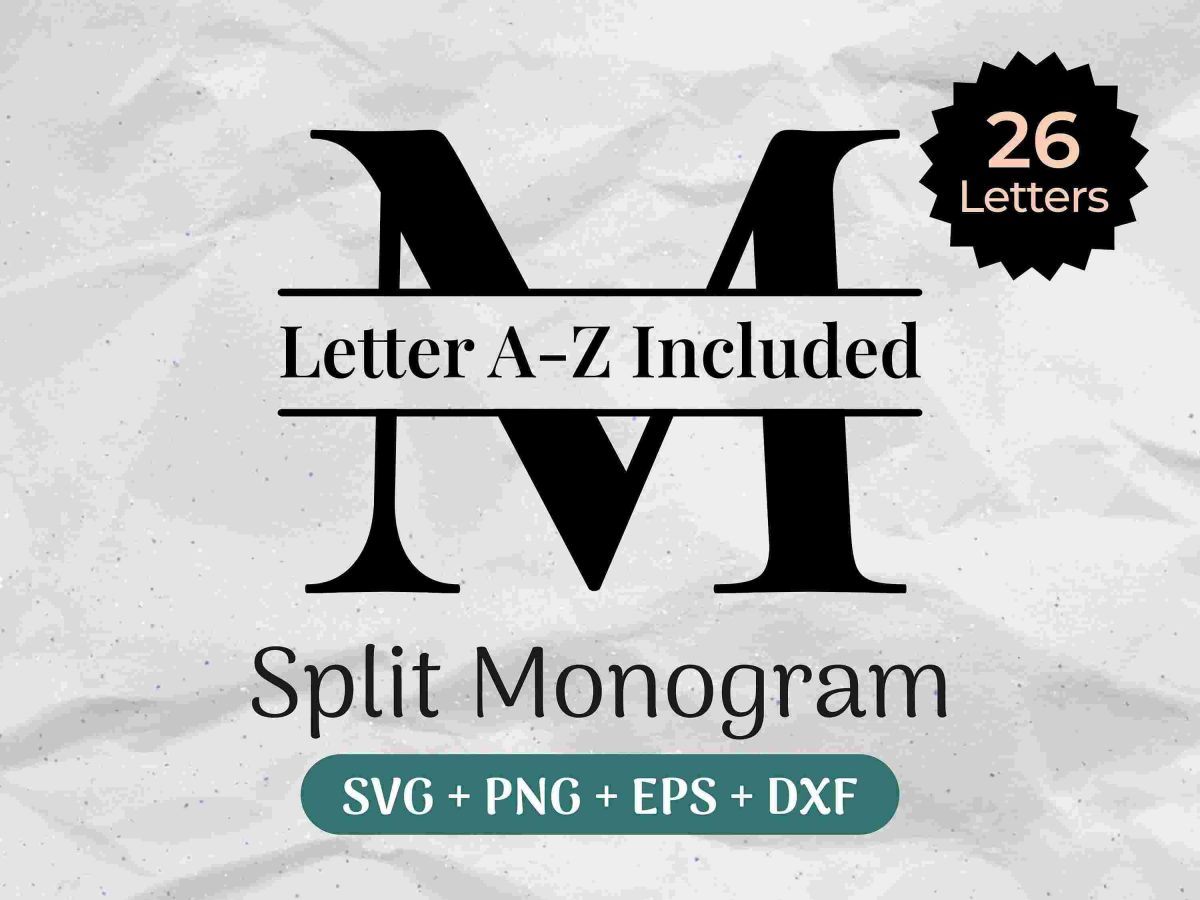 Unique Split Monogram Bundle Alphabet Clipart Family Name Frame