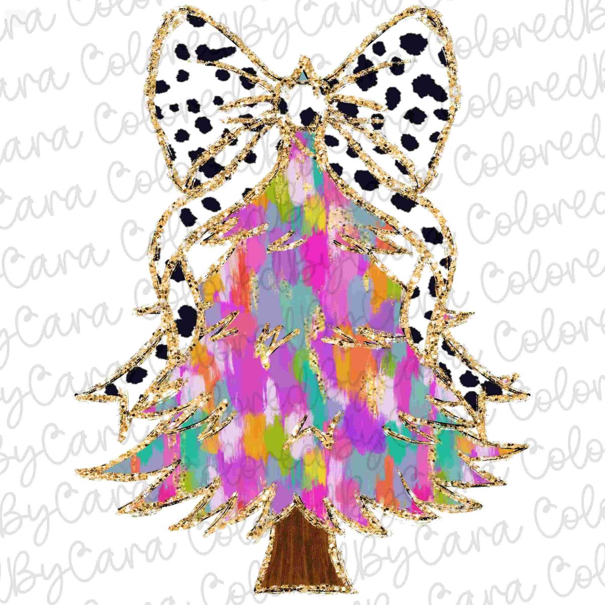 Vibrant Christmas Coquette Girls Glittery Tree Design SVG for Winter