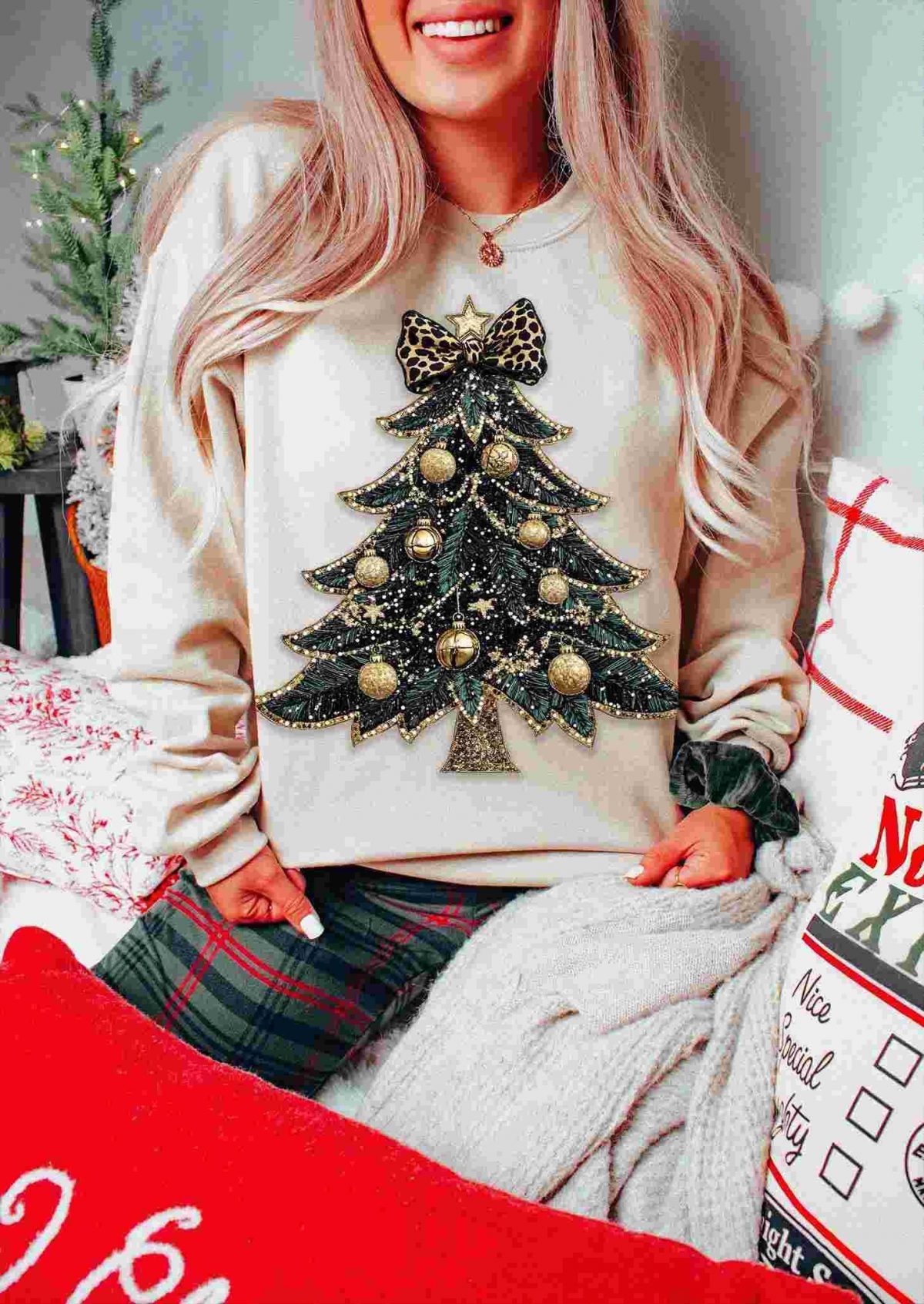 Vibrant Christmas Tree PNG Set Glitter Bows Sparkle Sublimation