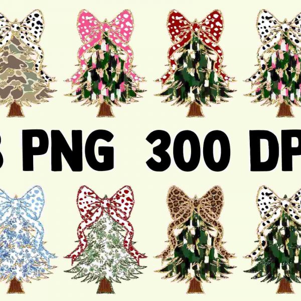 Vibrant Coquette Christmas Designs Glitter SVG Girls Tree DTF Winter