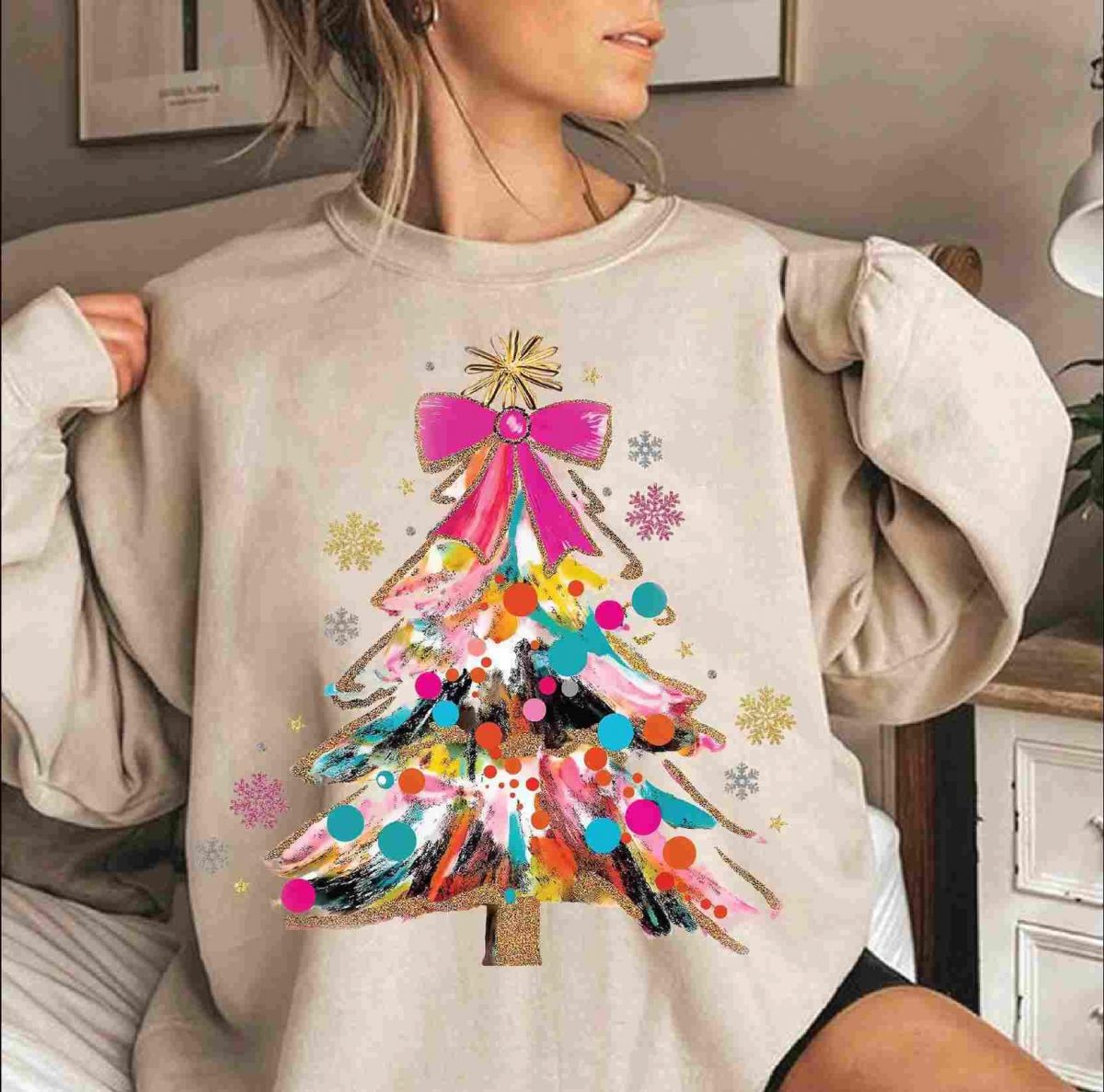 Vibrant Coquette Glitter Christmas Tree Design Girly Christmas Tree