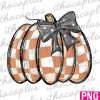 Vibrant Fall Pumpkin Clipart Coquette Bow Checkered Halloween