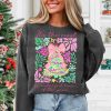 Vibrant Glitter Coquette Christmas Tree PNG Boho Pink Floral