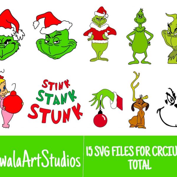 Vibrant Grinch Christmas Movie Dr Seuss Cartoon SVG Bundle for Cricut