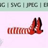 Vibrant Ruby Red Slippers with Wicked Witch Legs Color SVG