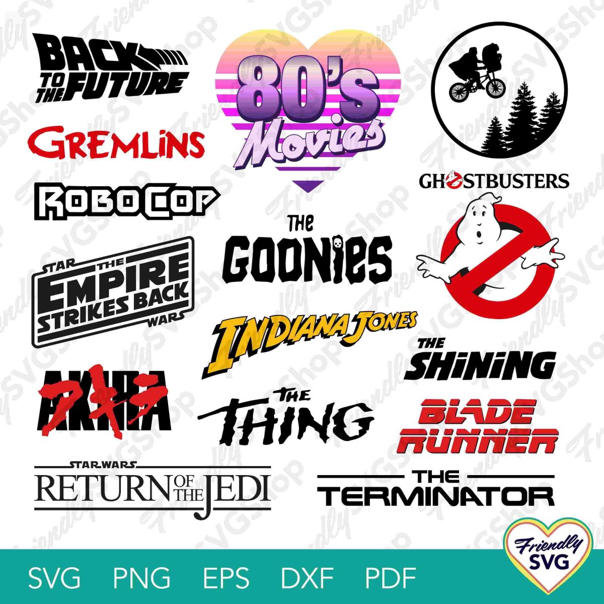 Vintage 80s Film Titles SVG Art