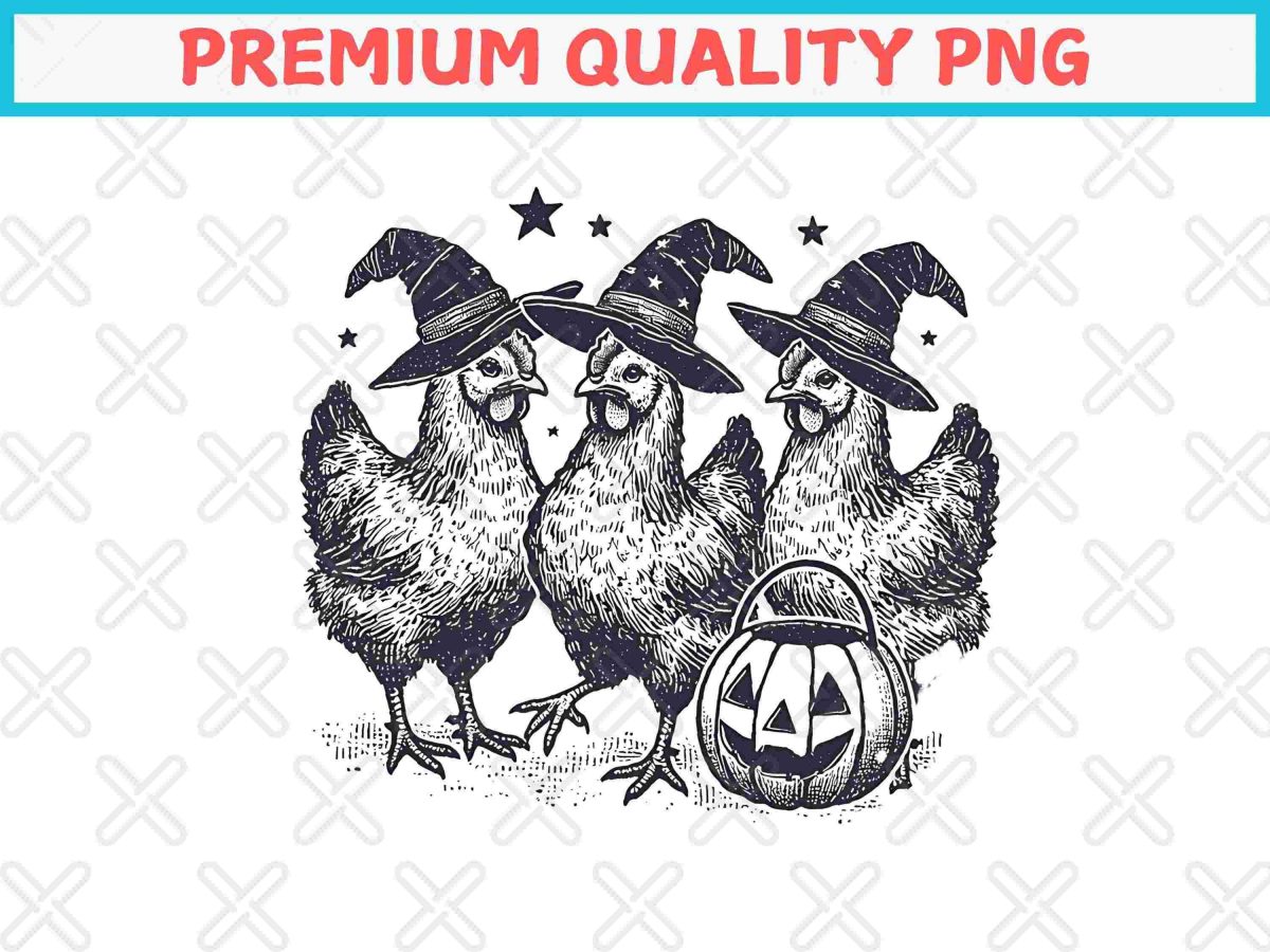 Vintage Chicken Witch SVG PNG Funny Halloween Gift for Women