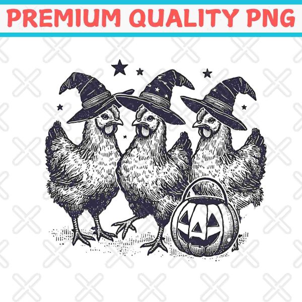 Vintage Chicken Witch SVG PNG Funny Halloween Gift for Women