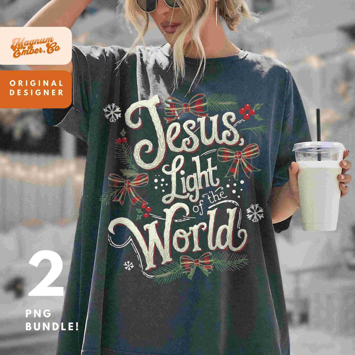 Vintage Christian Christmas SVG Duo Jesus Light of the World PNG