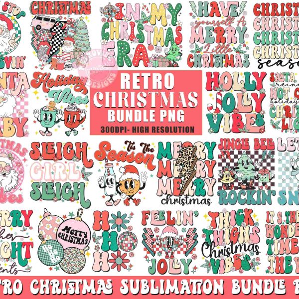 Vintage Christmas Bundle Festive PNG SVG Collection for Stylish