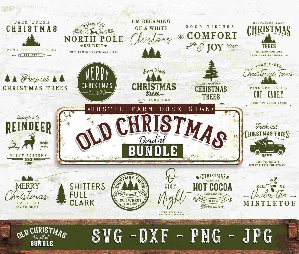 Vintage Christmas Farmhouse Sign SVG Cut Files cricut silhouette