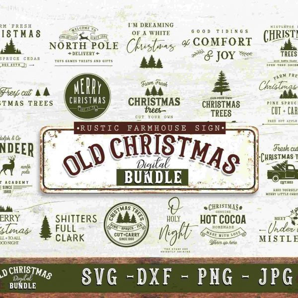 Vintage Christmas Farmhouse Sign SVG Cut Files cricut silhouette