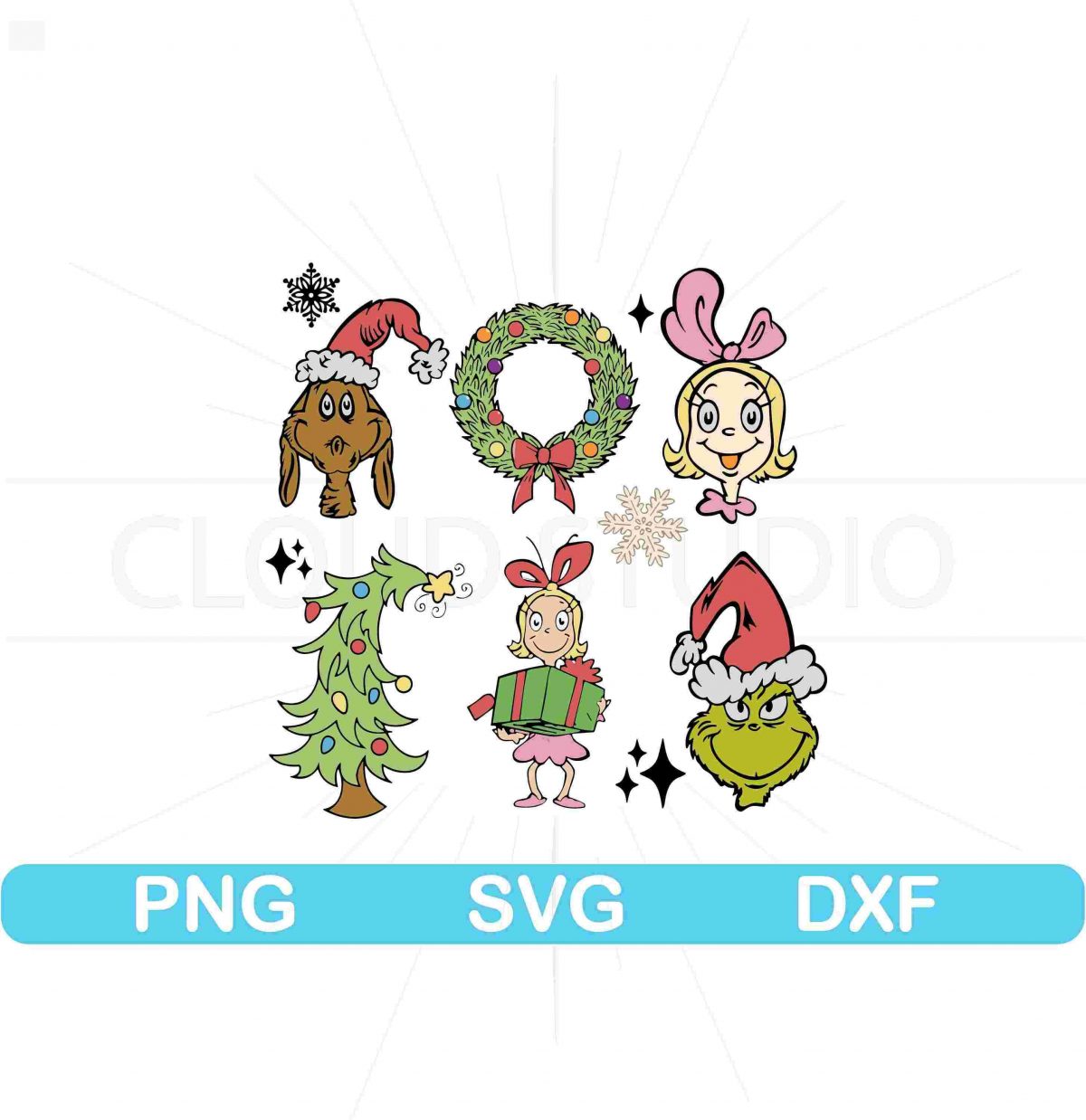 Vintage Christmas Grinch SVG Festive Characters Gifts