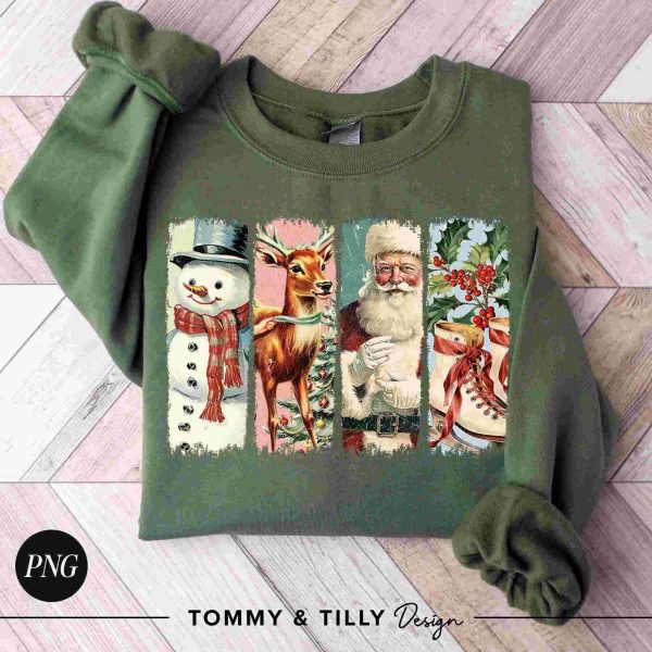 Vintage Christmas PNG Retro Santa Claus Shirt Design