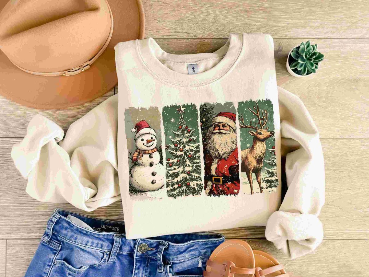 Vintage Christmas PNG Retro Santa Shirt Design for Merry Sublimation