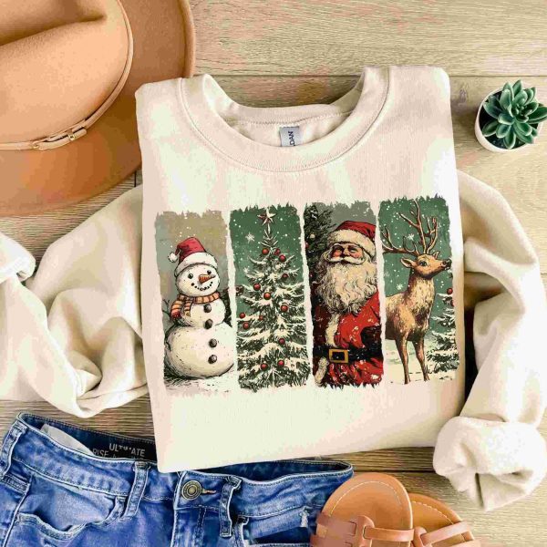 Vintage Christmas PNG Retro Santa Shirt Design for Merry Sublimation