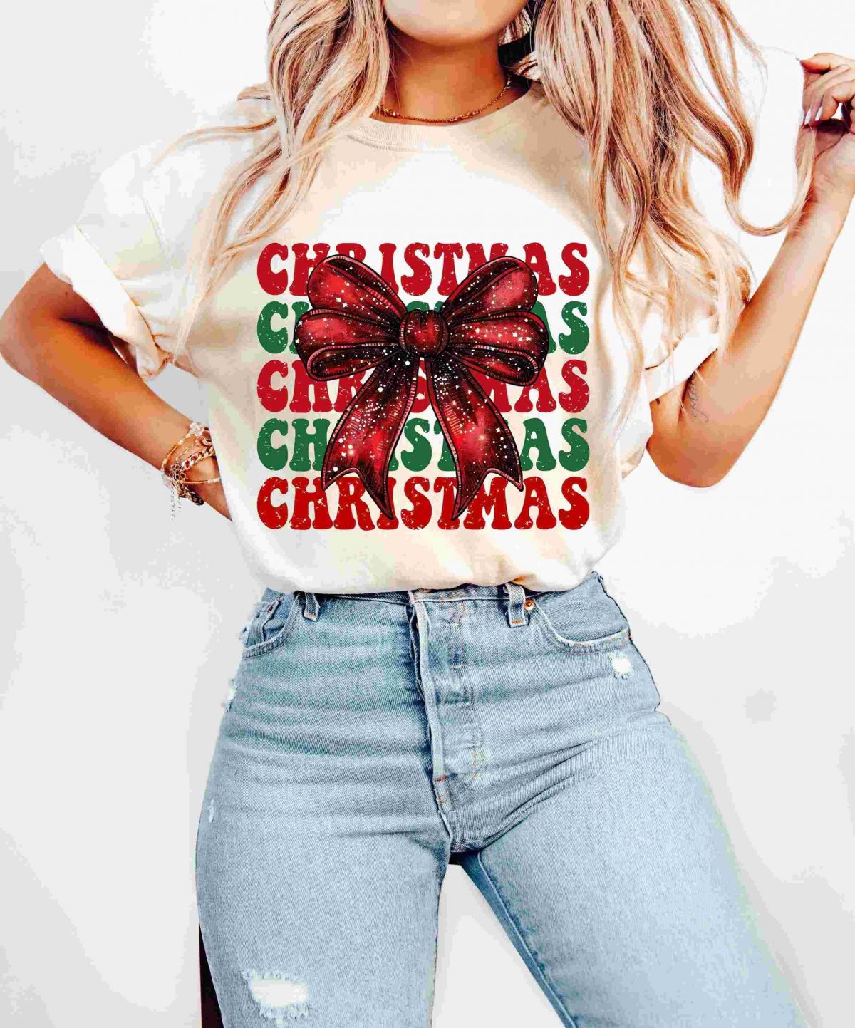 Vintage Christmas Retro Coquette png Trending Holiday Sublimation T