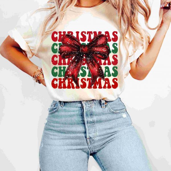 Vintage Christmas Retro Coquette png Trending Holiday Sublimation T