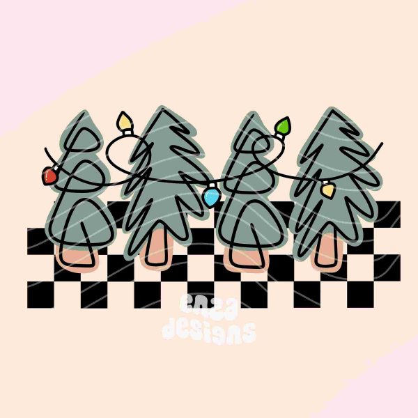 Vintage Christmas SVG PNG Checkered Trees Kids Shirt Designs