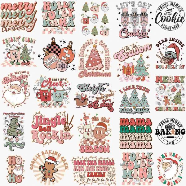 Vintage Christmas SVG PNG Pack Keep Believin in Rockin Santa Sleigh