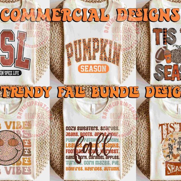 Vintage Fall PNG Bundle Retro Autumn Shirt Designs Pumpkin SVG