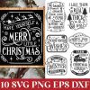 Vintage Farmhouse Christmas SVG Bundle Rustic Xmas Shirt Tree Designs