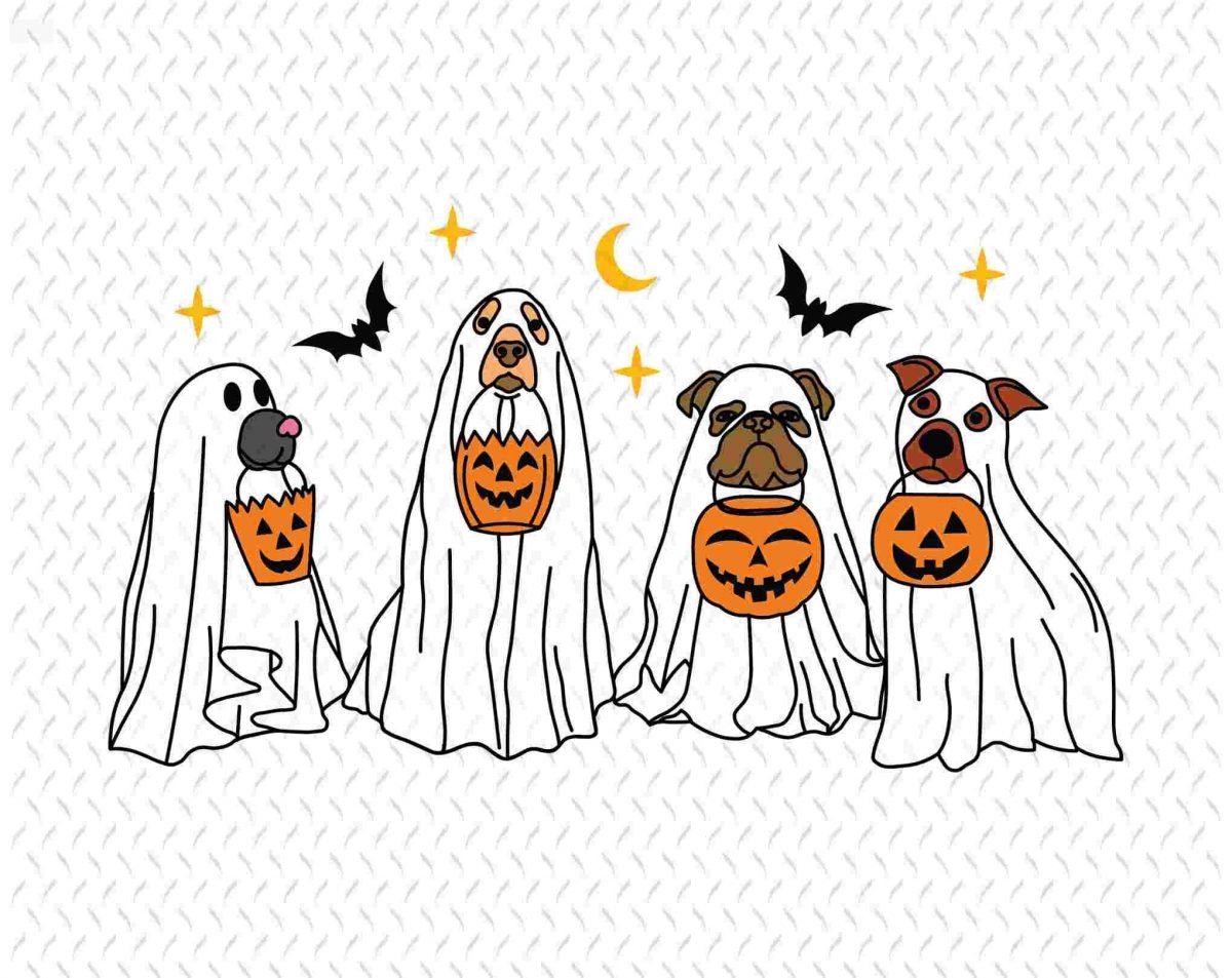 Vintage Ghost Dog SVG Spooky Halloween PNG Ghostly Canine Apparel