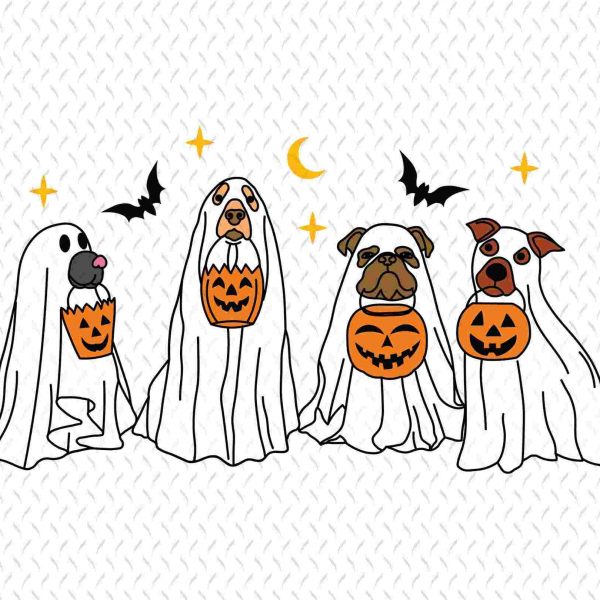 Vintage Ghost Dog SVG Spooky Halloween PNG Ghostly Canine Apparel