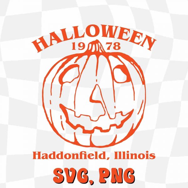 Vintage Halloween 1978 Pumpkin Myers svg Haddonfield Illinois Retro