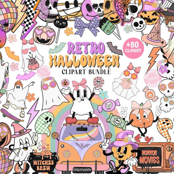 Vintage Halloween Clipart Collection Spooky Halloween Png Retro