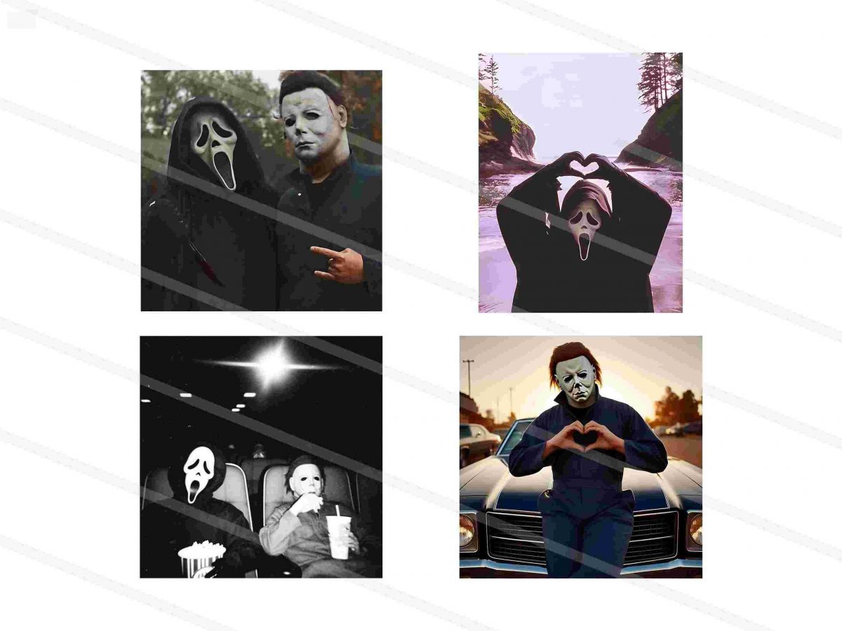 Vintage Halloween Heart Hands Album SVG Michael Myers Horror Movie PNG