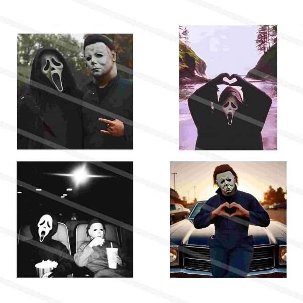 Vintage Halloween Heart Hands Album SVG Michael Myers Horror Movie PNG