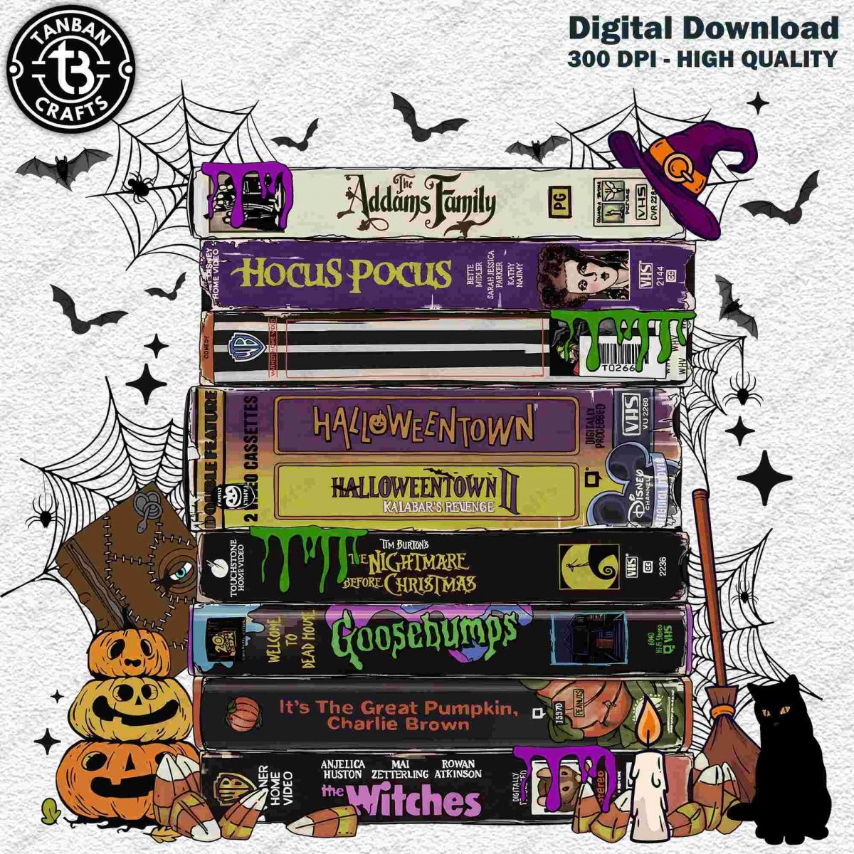 Vintage Halloween Movies VHS PNG Collection