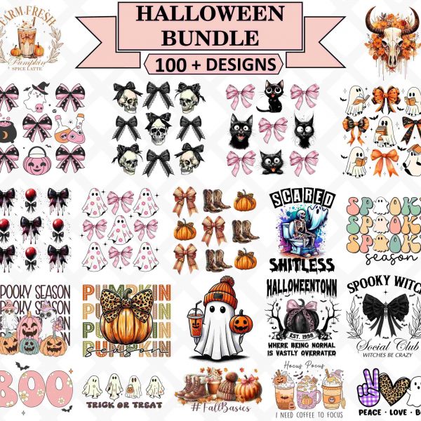 Vintage Halloween PNG Bundle 100 Spooky Designs for Fall Season