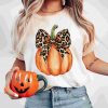 Vintage Halloween Pumpkin SVG Leopard Bow SVG Fall PNG Spooky Mama